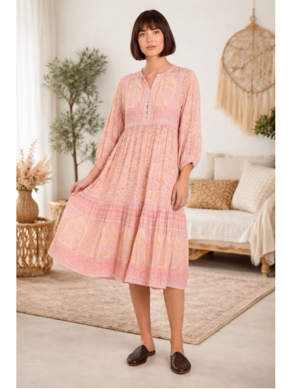 Spell & The Gypsy Wild Bloom Poinciana Gown Dress Pink Leopard Lurex Boho Maxi